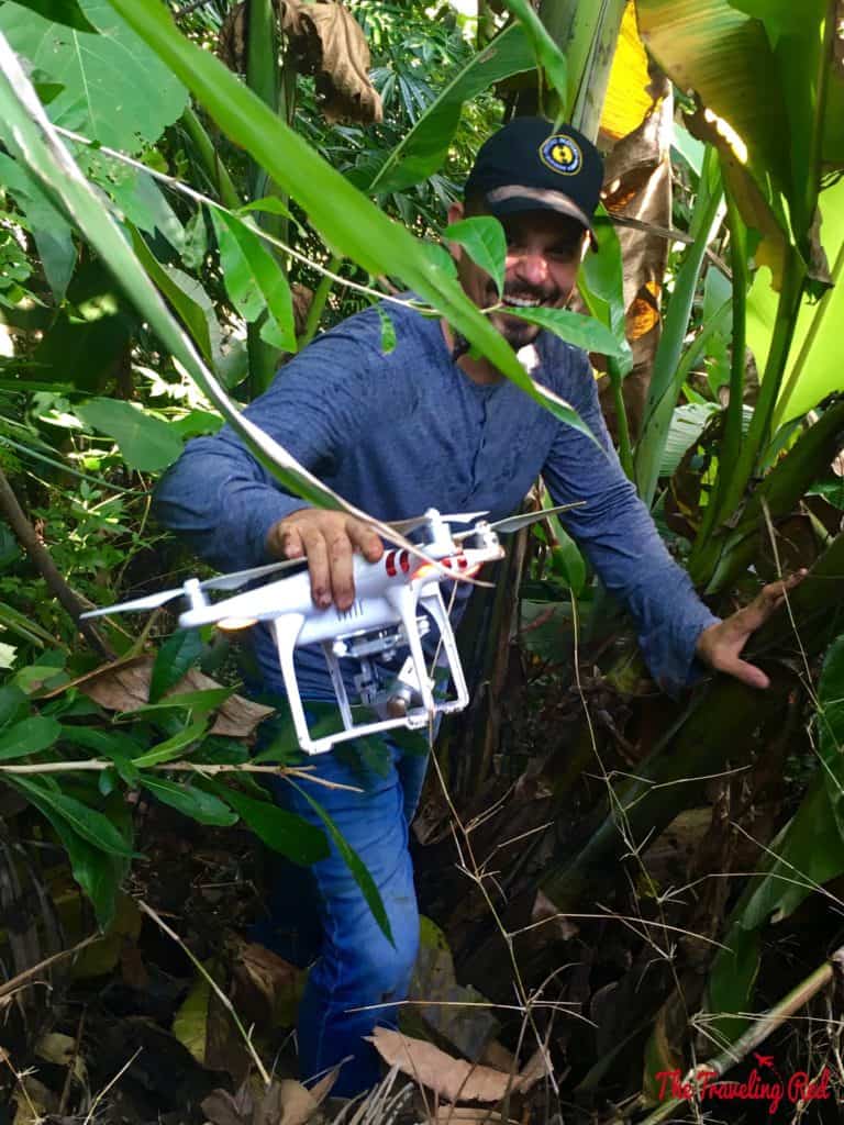 When my husband lost his drone in the trees and had to climb down to find it. He crashed into a tree and it fell. Don't drink and fly! At the Plataran Hotel in Java, Indonesia. | Indonesia | Java | Plataran Hotel | Sunrise Tour | Borobudur Temple 