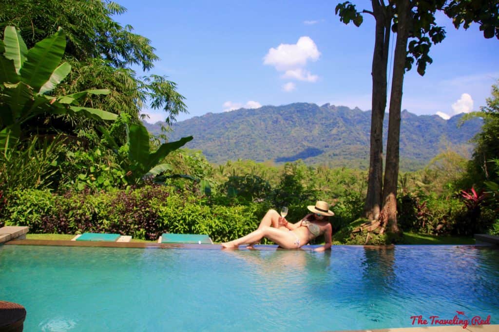 Plataran Hotel in Java, Indonesia. The most beautiful hotel on the island. Our private cottage with a private pool, overlooking the mountain. It's the perfect hotel to stay in for your visit to Borobudur Temple at sunrise. | Indonesia | Java | Plataran Hotel | Sunrise Tour | Borobudur Temple 