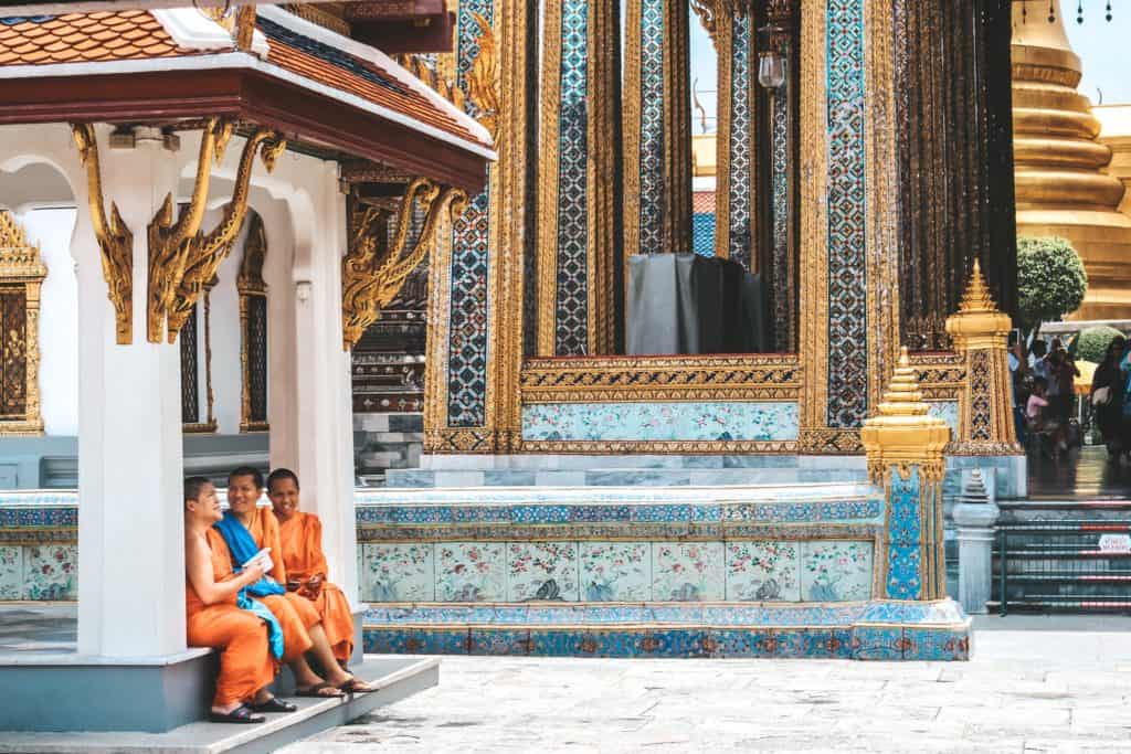 Monks at the Temples in Bangkok | Thailand | Peninsula Hotel | Lebua Hotel | the dome Sky Bar from Hangover 2 | Peninsula Hotel | Temples | Wat Arun | Wat Pho | Grand Palace | Lord Jims at the Mandarin Oriental Bangkok |  Riding in a tuk tuk | Muay Thai at the Rajadamnern Stadium