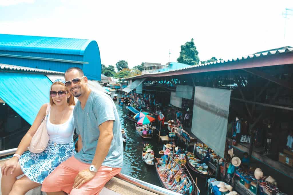 The floating market in Thailand... an entire market on the waterway and the vendors are each on their little boats. Tour of the Railway Market and Floating Market from Bangkok, Thailand. #bangkok #thailand #railwaymarket #floatingmarket