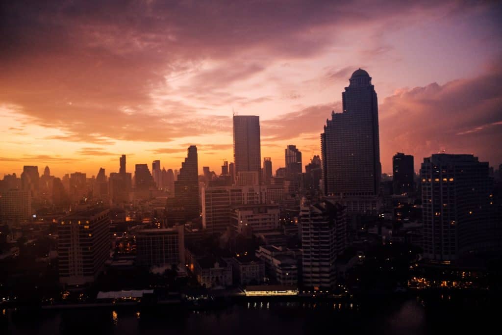 Sunrise over Bangkok from the Peninsula Hotel | Bangkok | Thailand | Peninsula Hotel | Lebua Hotel | the dome Sky Bar from Hangover 2 | Peninsula Hotel | Temples | Wat Arun | Wat Pho | Grand Palace | Lord Jims at the Mandarin Oriental Bangkok |  Riding in a tuk tuk | Muay Thai at the Rajadamnern Stadium
