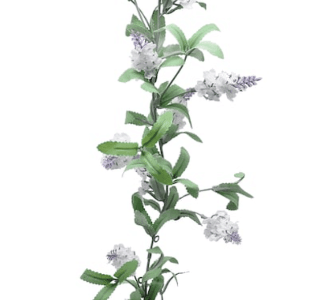 Clickable link to the garland of lavender flowers perfect for decorating a room or any event. Adds a whimsical outdoorsy touch to any space.