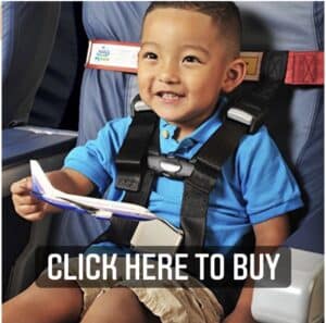 FAA approved airplane harness for children instead of taking a car seat on the airplane. Travel hack for traveling with kids
