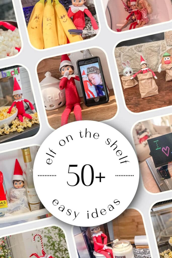 50+ fun and easy elf on the shelf ideas for a naughty elf that are quick and easy to do using things you have at home. by The Traveling Red