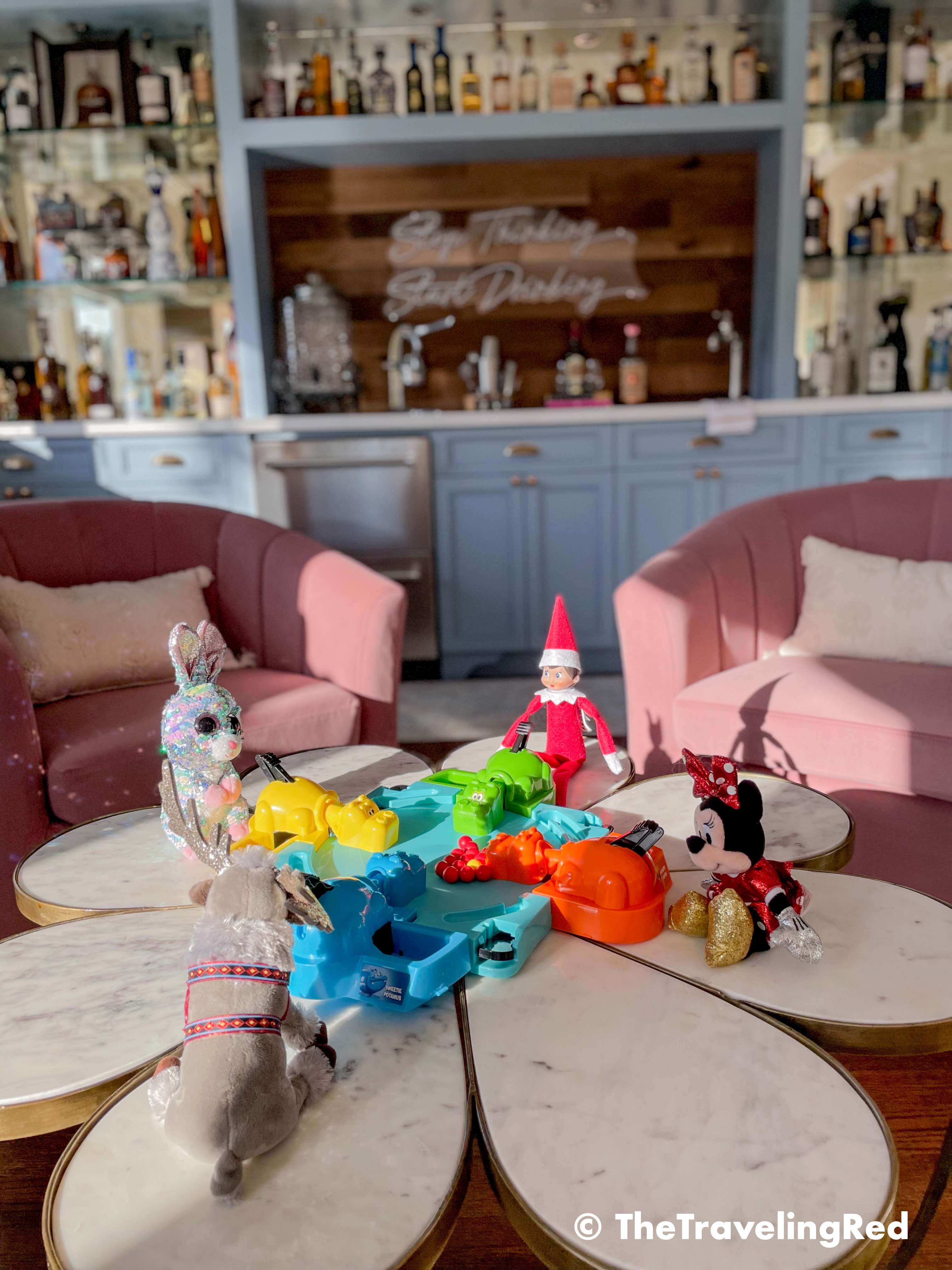 Naughty Elf on the shelf was playing Hungry Hungry Hippo with some of the toys. Fun and easy elf on the shelf ideas for a naughty elf that are quick and easy using things you have at home.