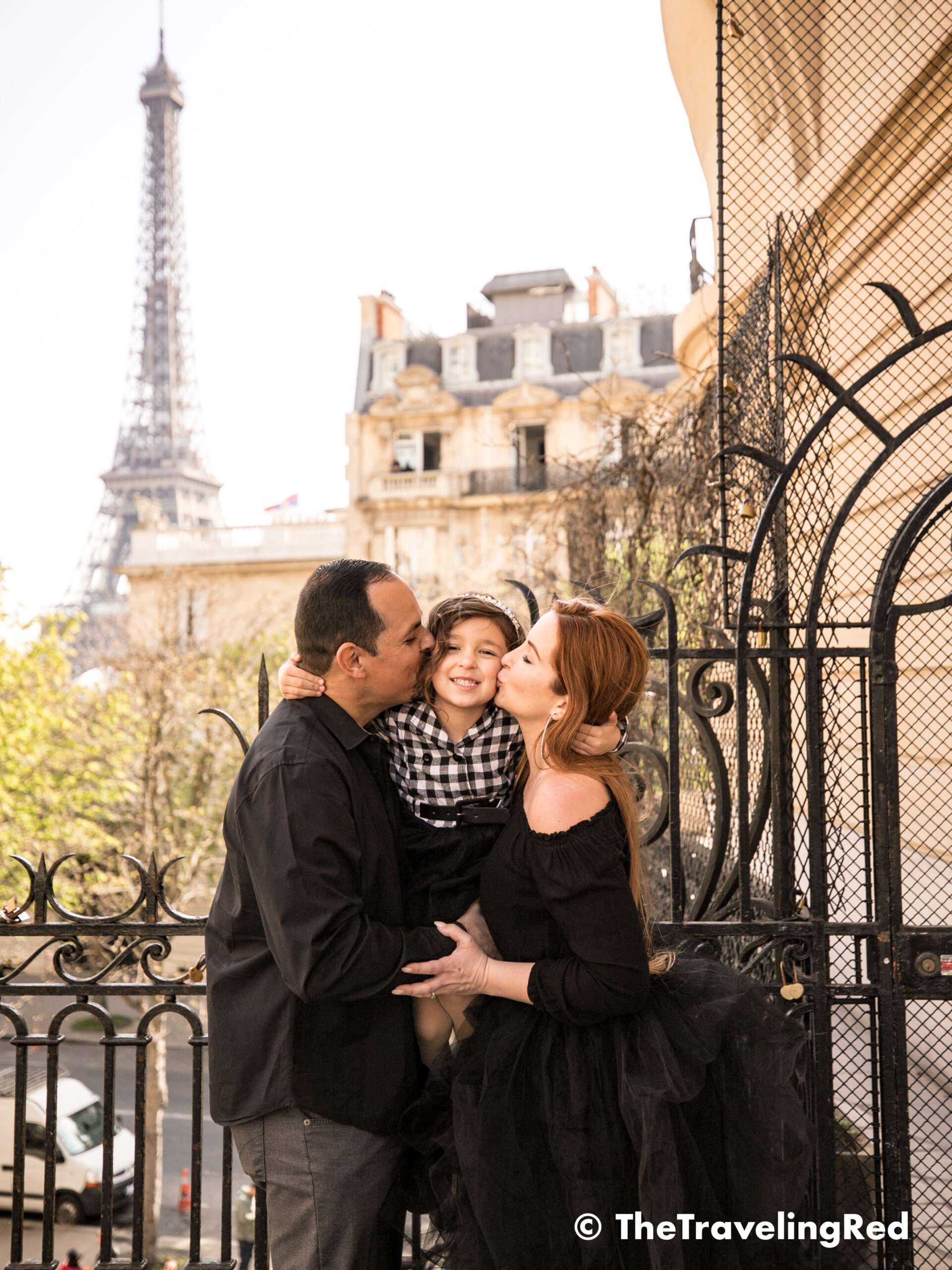 Family Photo Shoot in Paris with the Eiffel Tower. Little girl modeling in Paris. One of many fun things to do with your kids when visiting Paris France.