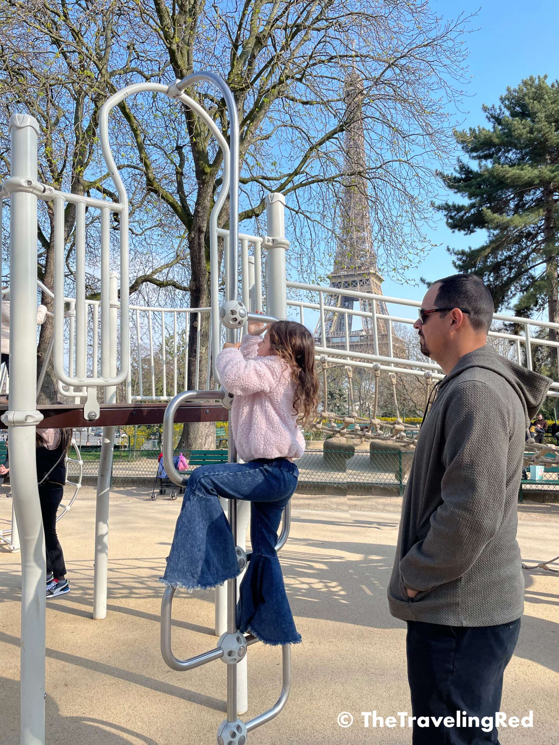 Playground in Trocadero Gardens. Such a fun playground with a beautiful view of the Eiffel Tower. Children's playground inside Jardins du Trocadero. Things to do in and around Paris France with kids.