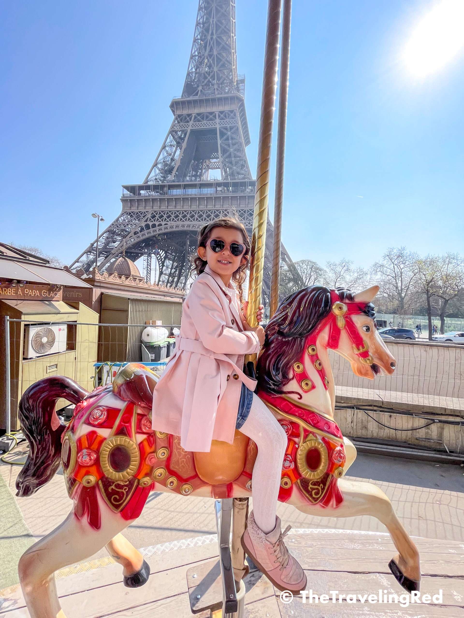 Paris Eiffel Tower Carousel ride with kids. Best time to visit Paris and things to do with children