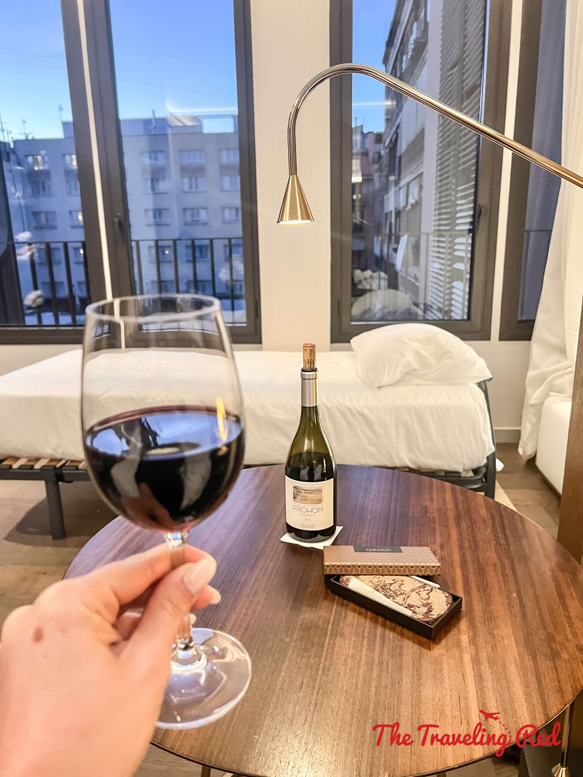 Our room at the Almanac Hotel in Barcelona. This modern hotel on Passeig de Grà cia is perfectly located and has the nicest staff. They even left us all these goodies in our room upon arrival. Here's our full 7 day barcelona itinerary. Everything you need to know for one week in Barcelona, Spain. By The Traveling Red