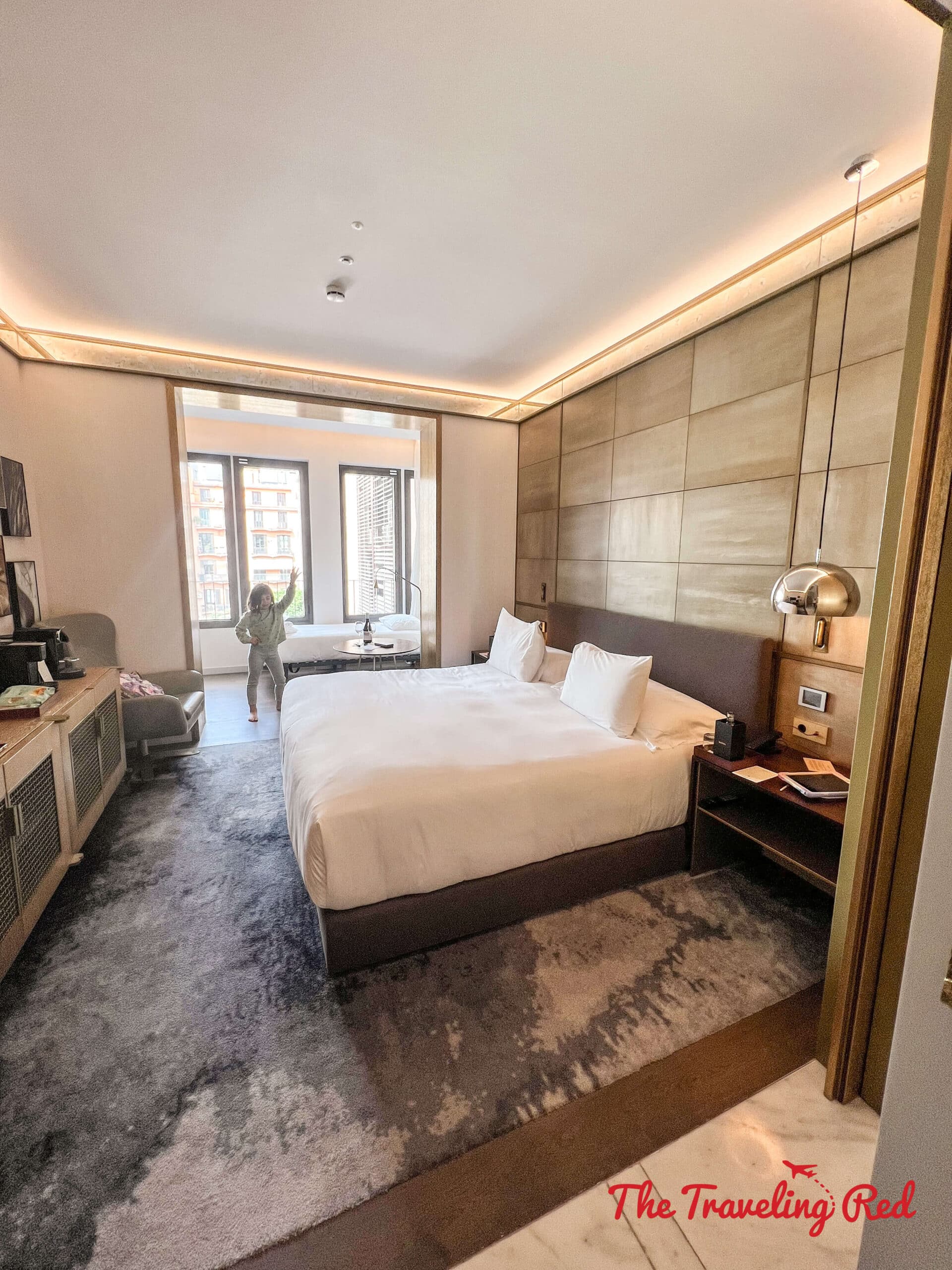Our room at the Almanac Hotel in Barcelona. This modern hotel on Passeig de Grà cia is perfectly located and has the nicest staff. They even left us all these goodies in our room upon arrival. Here's our full 7 day barcelona itinerary. Everything you need to know for one week in Barcelona, Spain. By The Traveling Red