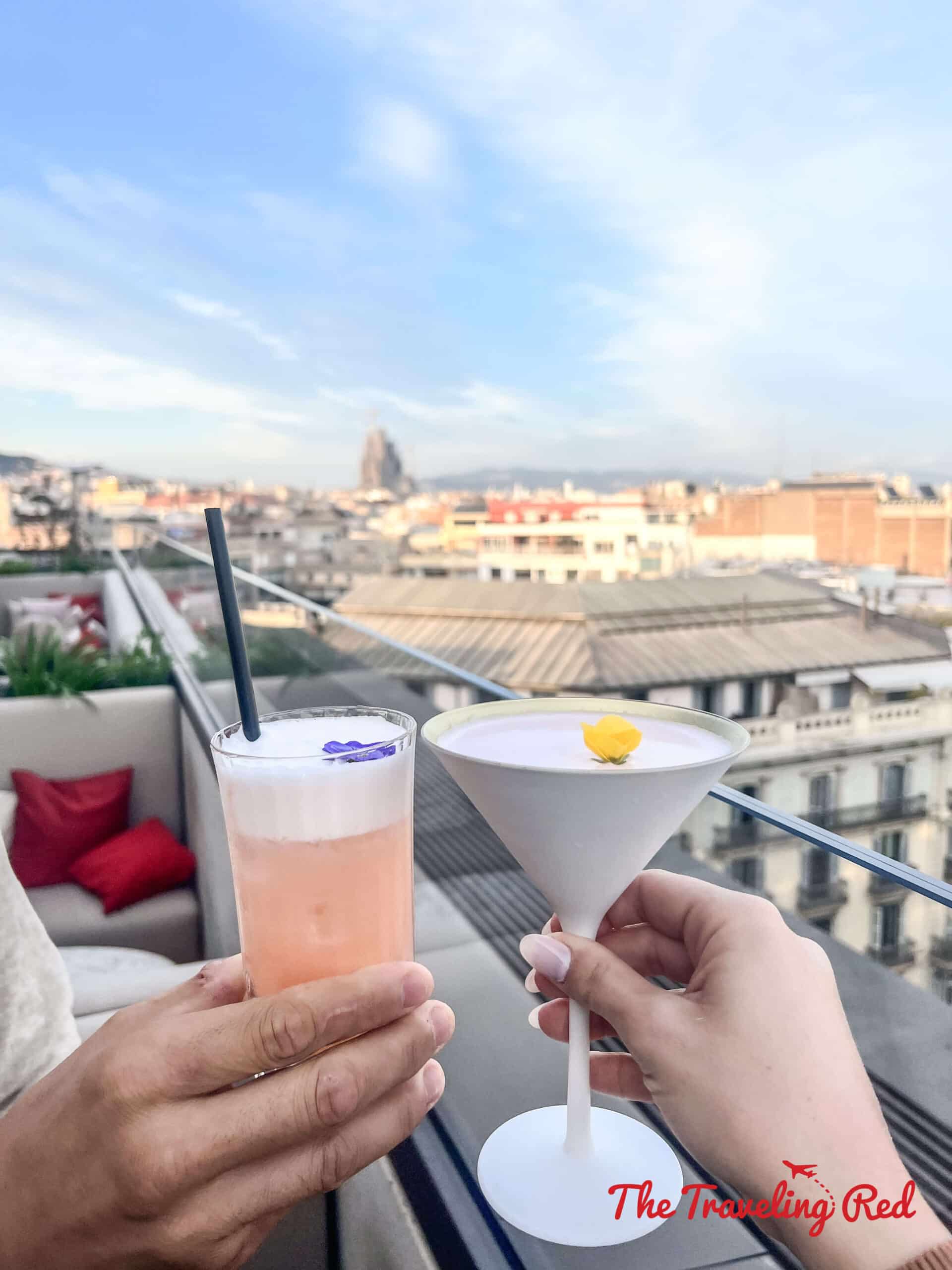 Tapas and cocktails at the Azimuth rooftop bar at the Almanac Barcelona hotel. Kid friendly and beautiful views over the city. Here's our full 7 day barcelona itinerary. Everything you need to know for one week in Barcelona, Spain. By The Traveling Red