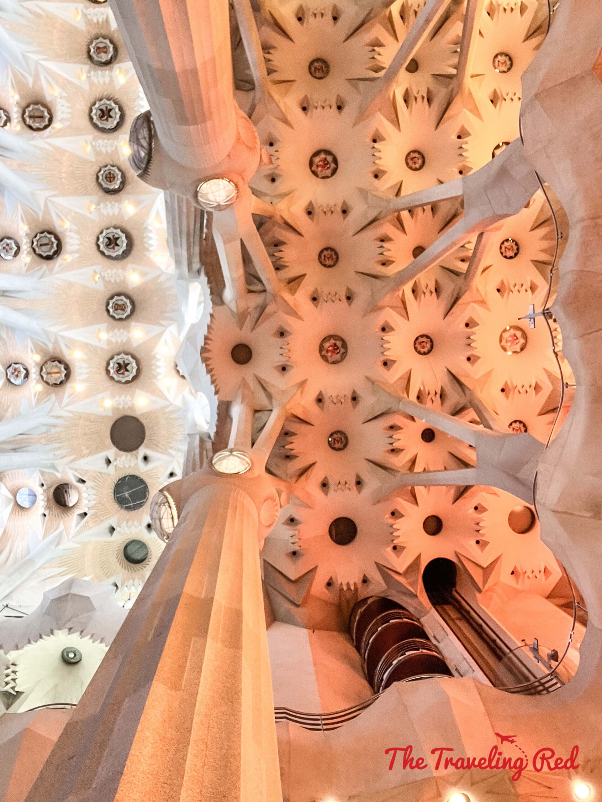 Inside the Sagrada Familia, the famous Basilica in Barcelona, Spain by Antoni Gaudi. Here's our full 7 day barcelona itinerary. Everything you need to know for one week in Barcelona, Spain. By The Traveling Red