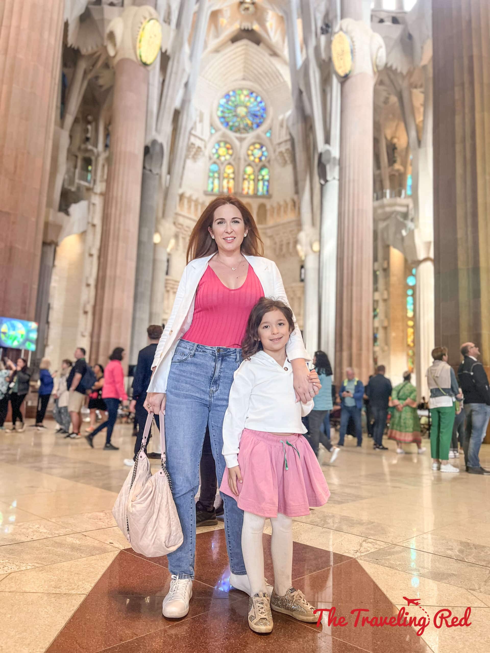 Inside the Sagrada Familia, the famous Basilica in Barcelona, Spain by Antoni Gaudi. Here's our full 7 day barcelona itinerary. Everything you need to know for one week in Barcelona, Spain. By The Traveling Red
