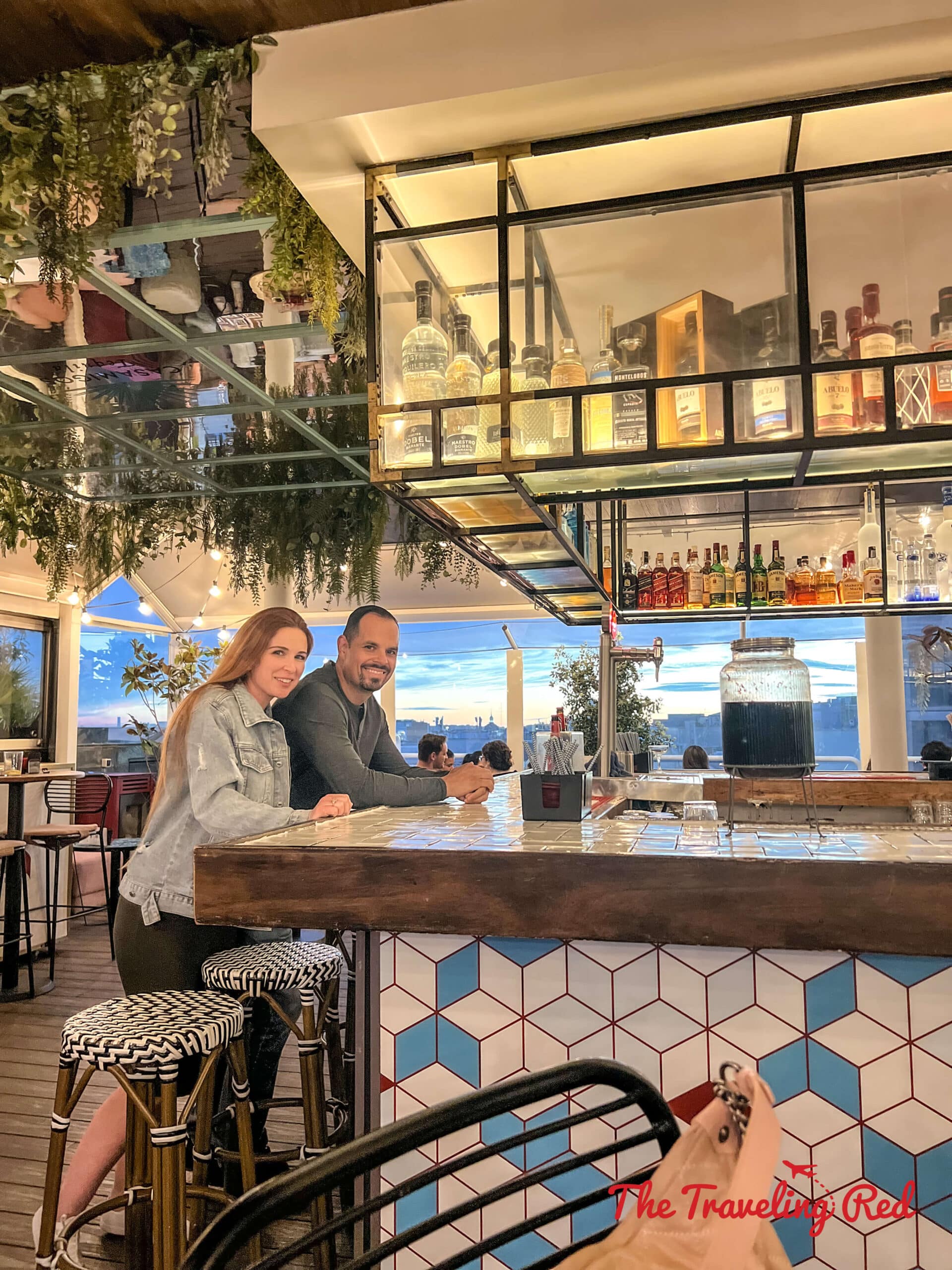 Drinks at Casa Suecia, a rooftop bar in Madrid Spain overlooking the city. Perfect spot for sunset cocktails. Here's our full 7 day barcelona itinerary. Everything you need to know for one week in Barcelona, Spain. By The Traveling Red