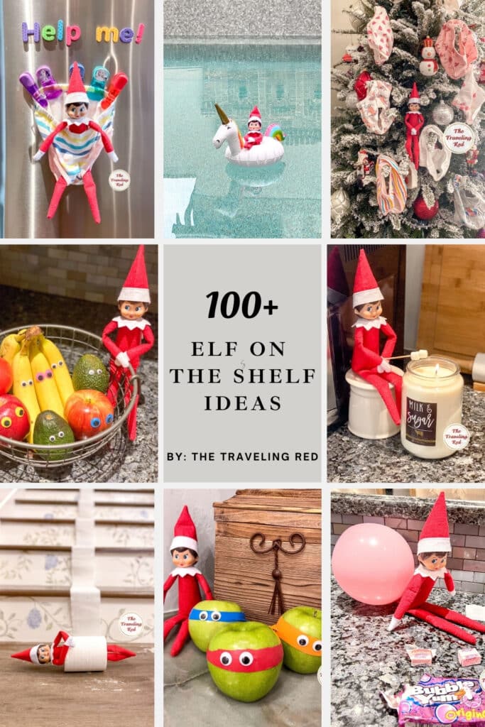 Elf on the Shelf Ideas for tired and busy parents. Over 100 easy and quick elf on the shelf ideas that are fun. All ideas are easy and quick to recreate. By The Traveling Red
