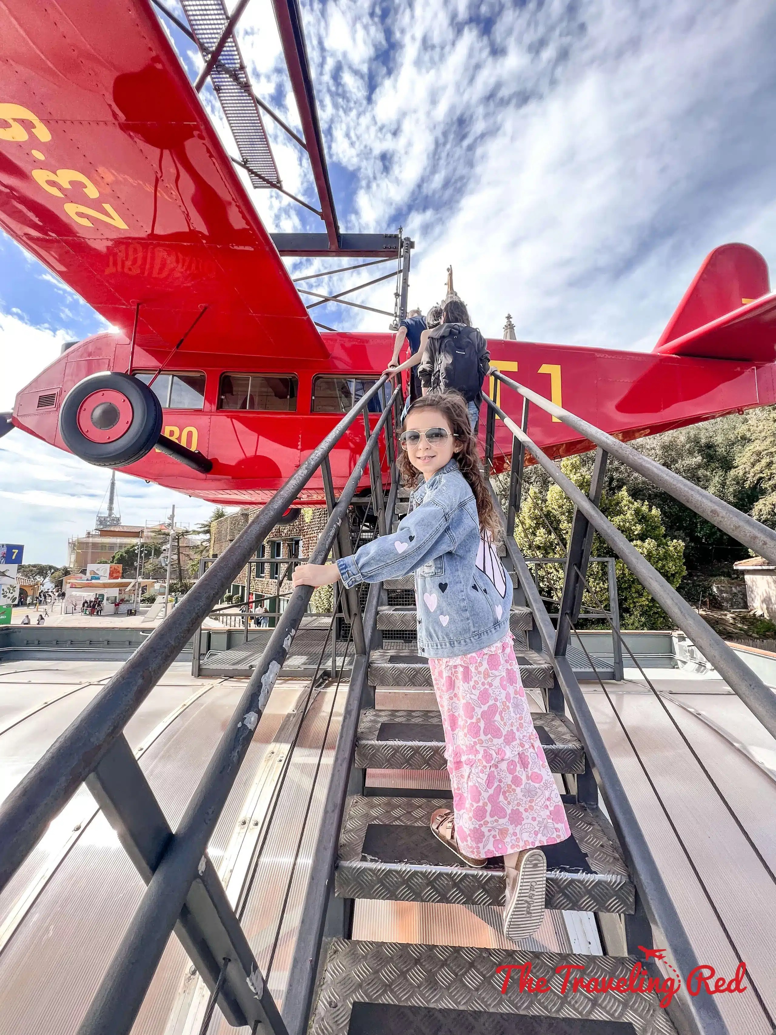 The airplane ride in Tibidabo Amusement Park. It's overlooking the city of Barcelona, Spain. One of the best views in the whole city. Check out everything we did during our 7 day barcelona itinerary.